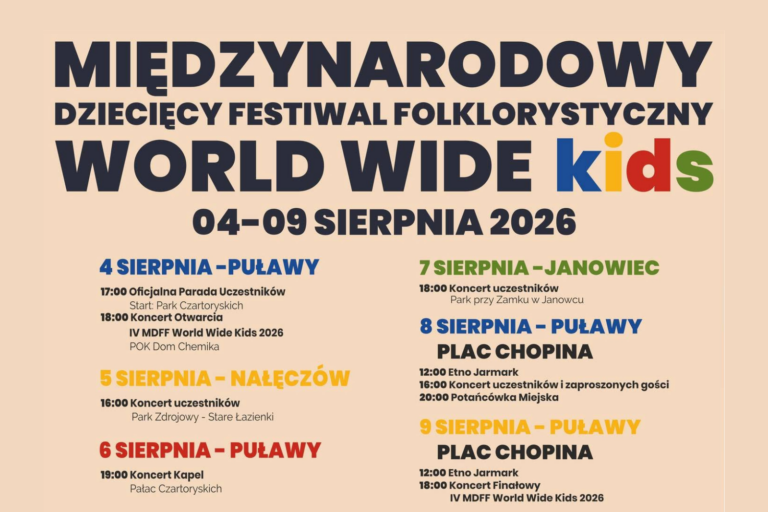 Plakat na koncert w ramach IV Międzynarodowego Dziecięcego Festiwalu Folklorystycznego